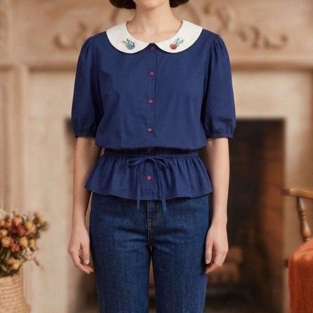 Disney Parks The Dress Shop Snow White Peplum Blouse Peter Pan Collar Sz 3X New